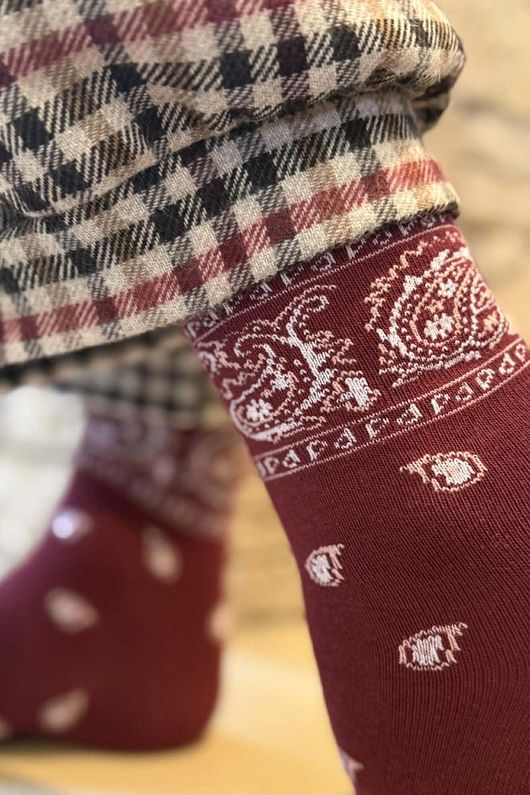 Bandana Socks Burgundy